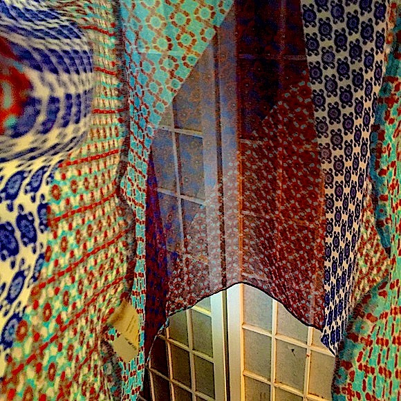 Casual Studio Light Airy Chiffon Earth & Jewel Colors Versatile Tunic M Travels - Picture 6 of 7